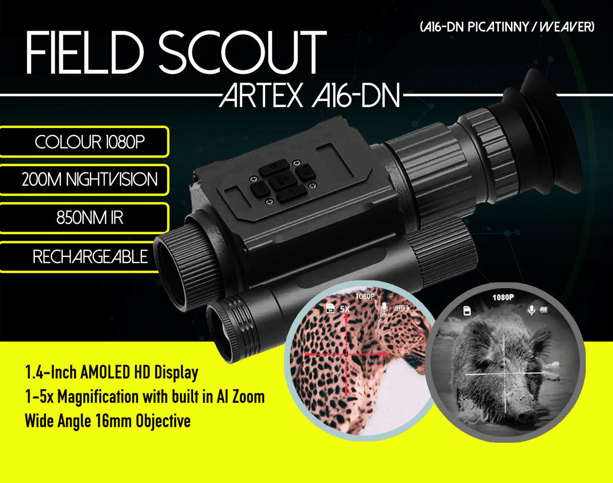 Field-Scout Artex A16-DN 1-5x HD IR Airgun Night Vision scope - 18650 ...